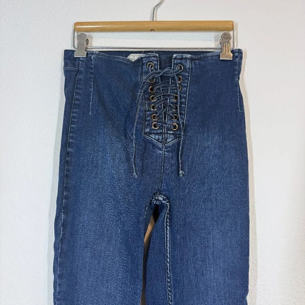 Free People Lace Up Jeans Retro Skinny 26